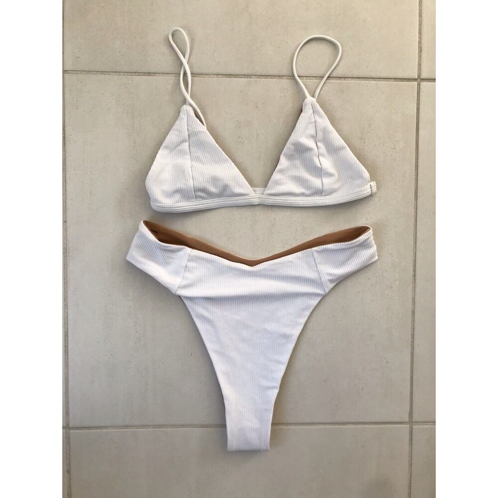 Sie Swim Ribbed Cheeky High Cut Bikini Swimsuit